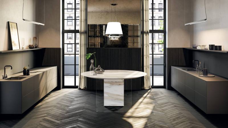 Cuisine de luxe et moderne double linéaire mural sur Nîmes près d'Uzès