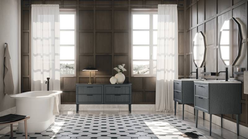  salle de bain moderne italienne sur mesure façade à cadre classique à Nîmes près de Montpellier