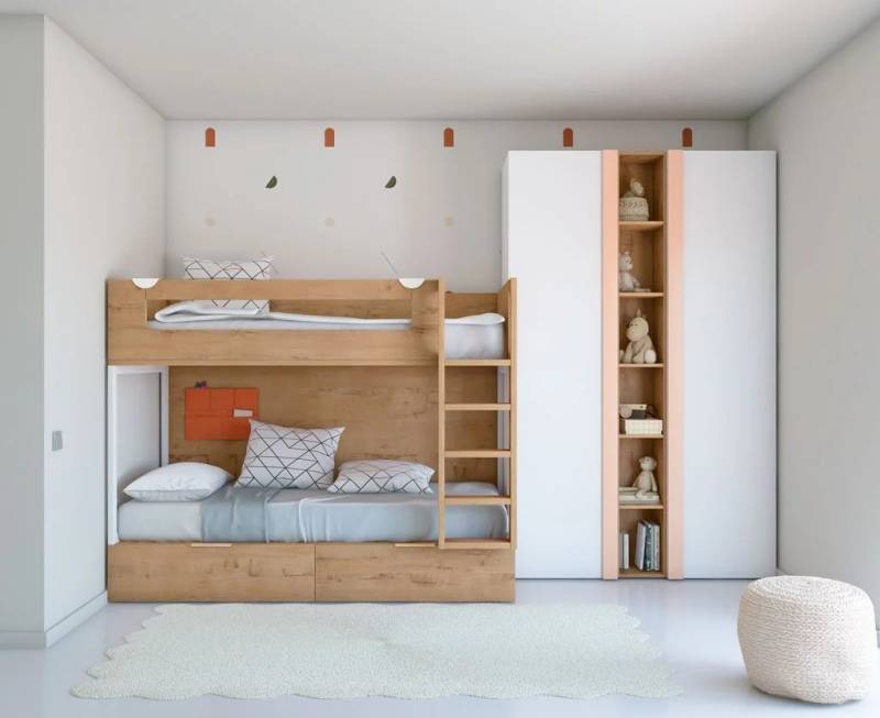 dressing sur mesure pour une chambre d'enfant blanc et bois à Nîmes dans le Gard