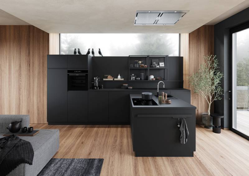cuisine noire et bois tendance contemporaine chez Showroom443