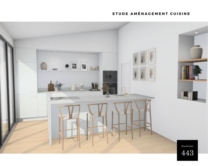 Cuisiniste haut de gamme, vue 3D d'une cuisine allemande Schüller installée sur Nîmes à proximité d'Uzès 