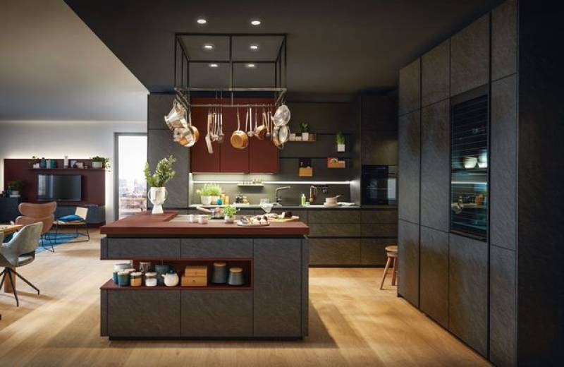 cuisine équipée ardoise noire et rouge indien de qualité allemande pas chère