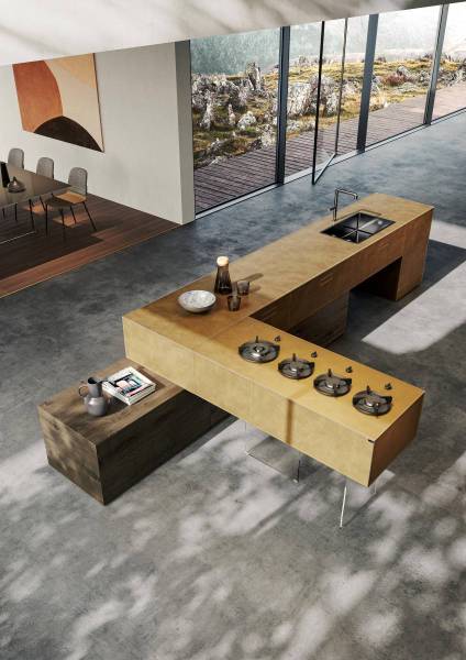 Cuisine haut de gamme de la marque LAGO près d'Uzès zoom sur l'ilot central