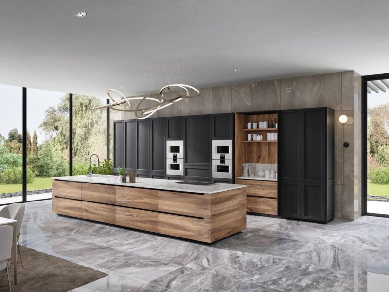 Une cuisine en bois moderne sur mesure par des maîtres artisans chez Showroom443 