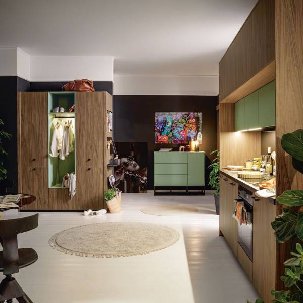 Une cuisine sur mesure de couleur verte et moderne à Nîmes