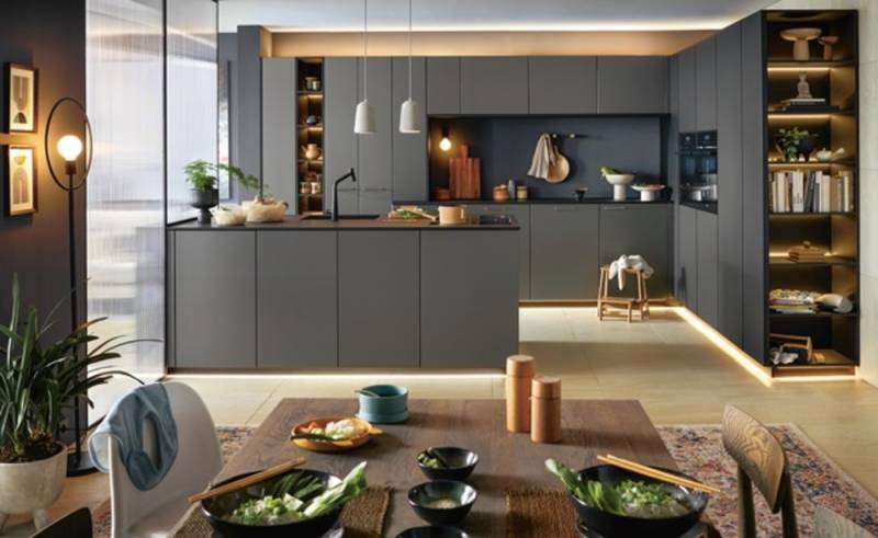 cuisine équipée pas chère gris mat anti traces qualité allemande chez Showroom443