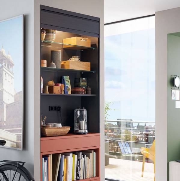 Meuble petit déjeuner rideau aluminium ouvert Schüller à Nîmes