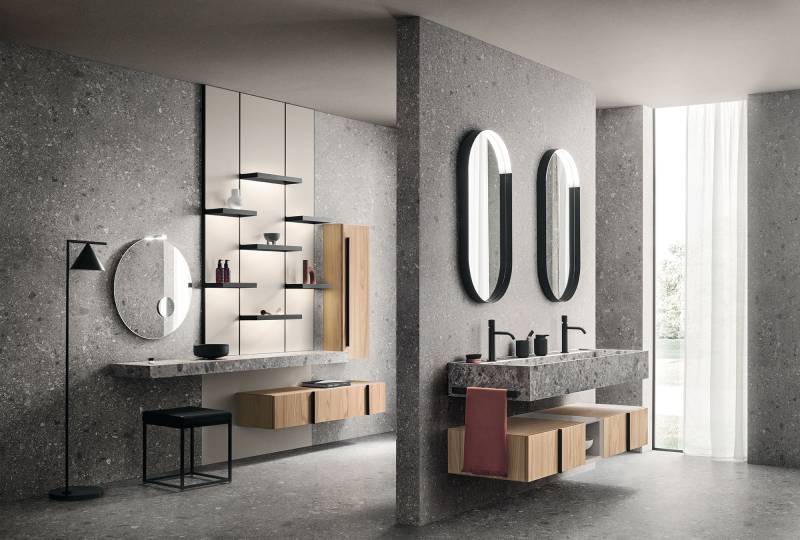 Meuble de salle de bain en bois, composition ARBI chez Showroom443